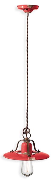 Ferroluce Závěsné retro svítidlo COUNTRY, Ø 25 cm, 1xE27 Barva: Bílá
