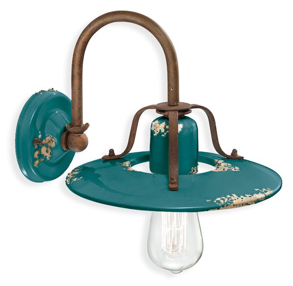 Ferroluce Nástěnné retro svítidlo COUNTRY, š. 30 cm, 1xE27 Barva: Světle modrá