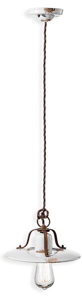 Ferroluce Závěsné retro svítidlo COUNTRY, Ø 25 cm, 1xE27 Barva: Bílá