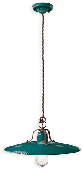 Ferroluce Závěsné retro svítidlo COUNTRY, Ø 40 cm, 1xE27 Barva: Světle modrá