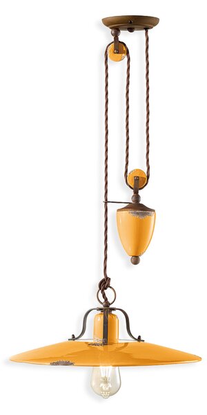 Ferroluce Závěsné retro svítidlo COUNTRY s kladkou Ø 40 cm, 1xE27 Barva: Bílá