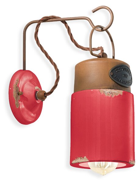 Ferroluce Nástěnné retro svítidlo INDUSTRIAL, v. 33 cm, 1xE27 Barva: Červená