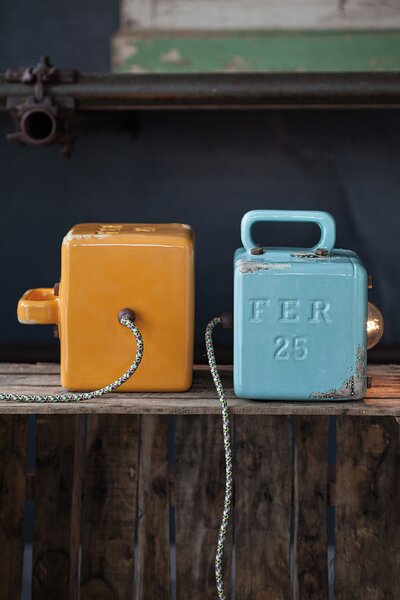 Ferroluce Retro stolní lampa INDUSTRIAL, š. 18 cm, 1xE27 Barva: Světle modrá