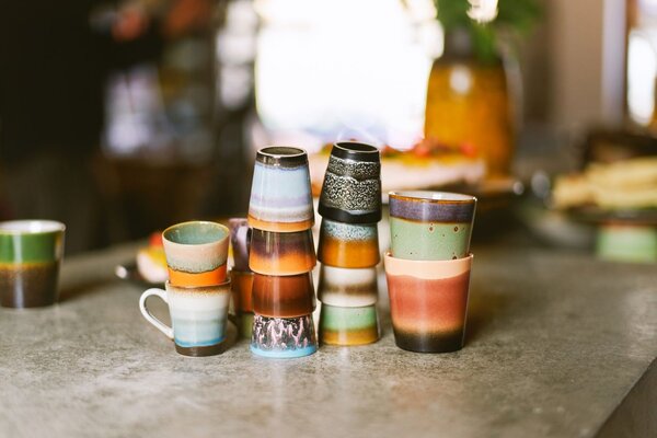 Set 4ks retro hrnek na kávu Espresso 70s Polaris - Ø 5,8*8cm / 80ml - HKLIVING