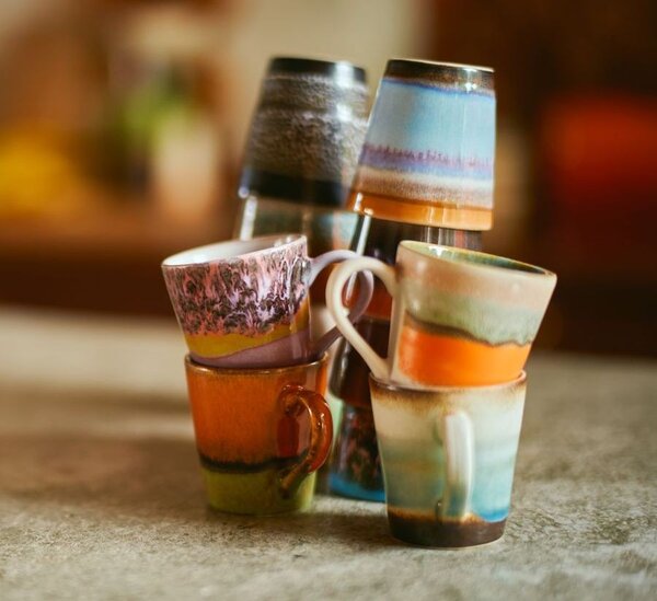 Set 4ks retro hrnek na kávu Espresso 70s Polaris - Ø 5,8*8cm / 80ml - HKLIVING