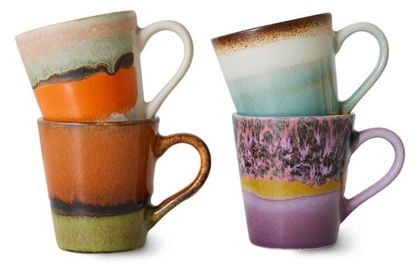 Set 4ks retro hrnek na kávu Espresso 70s Polaris - Ø 5,8*8cm / 80ml - HKLIVING