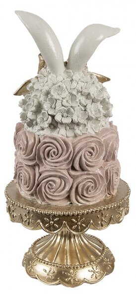 Dekorace květinový dort na podstavci se zaječími oušky - Ø 17*35 cm - Clayre & Eef