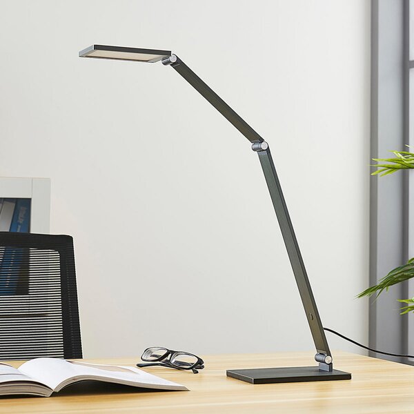 Stolní lampa Lucande, Mion, stmívatelné, Šedá, Pracovna, Kov, Moderní