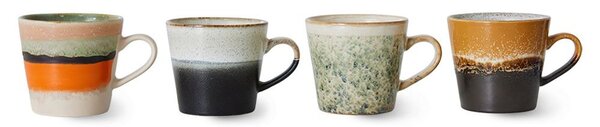 Set 4ks retro hrnek na Cappuccino 70s Verve - 12*Ø 9,5*8,5 / 300 ml - HKLIVING