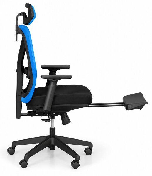 Kancelářská židle LEGS s výsuvnou opěrkou nohou, modrá