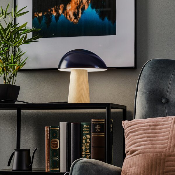 Stolní lampa FRITZ HANSEN, Night Owl, Modrá, Obývací pokoj, Dřevo, Design