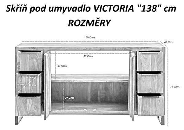 Koupelnový set široká komoda a zrcadlo Victoria divoký dub