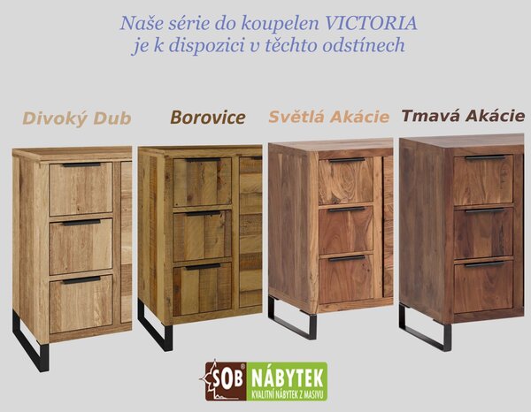 Koupelnový set široká komoda a zrcadlo Victoria divoký dub