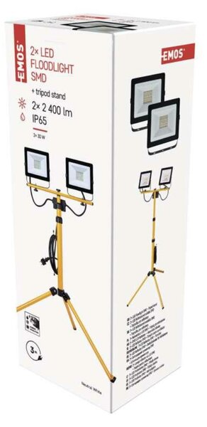 EMOS Lighting LED reflektor HOBBY SLIM, 2× 30W + trojnožka 1531223120