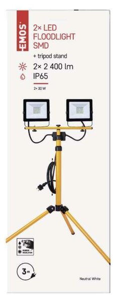 EMOS Lighting LED reflektor HOBBY SLIM, 2× 30W + trojnožka 1531223120