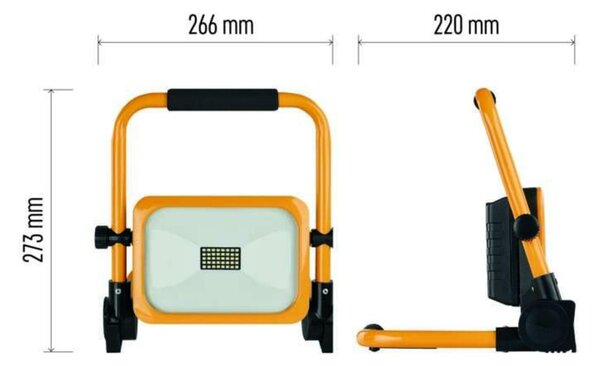 EMOS LED reflektor ACCO nabíjecí, přenosný, 20 W, žlutý, studená bílá ZS2822
