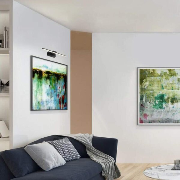 Rabalux 78001 GATEN - LED nástěnné svítidlo v černé barvě k nasvícení obrazu nebo k zrcadlu, LED 8W, 3000K, 45cm (Moderní naklápěcí LED svítidlo k zrcadlu nebo nad obraz)