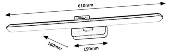 Rabalux 71147 NABIL - LED nástěnné svítidlo v černé barvě k nasvícení obrazu nebo k zrcadlu, LED 15W, 4000K, 61cm (Moderní naklápěcí LED svítidlo k zrcadlu nebo nad obraz)