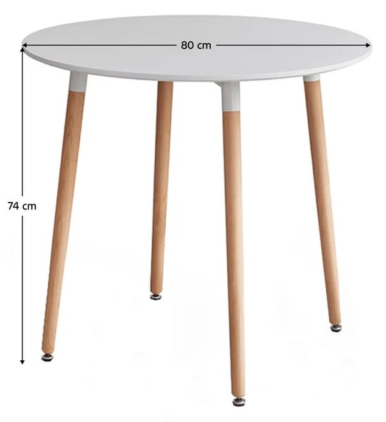 KONDELA Jídelní stůl, bílá/buk, průměr 80 cm, ELCAN NEW TYP 2
