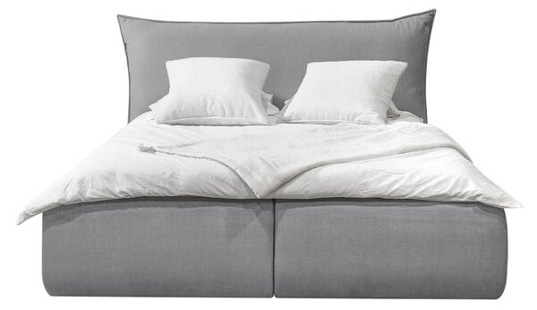 Světle šedá sametová čalouněná dvoulůžková postel s úložným prostorem s roštem 160x200 cm Jade - Bobochic Paris