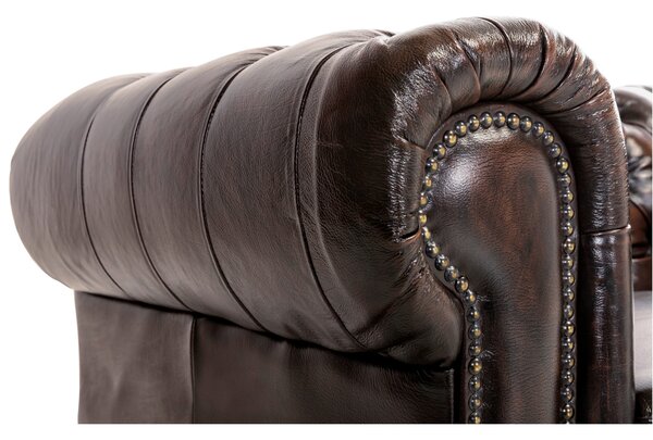 Čtyřmístná pohovka z pravé kůže Chesterfield