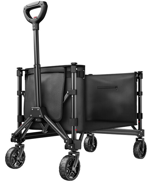 Tectake Skládací vozík SmartRider, profilová kola, teleskopická rukojeť - černá