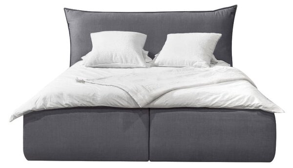 Tmavě šedá sametová čalouněná dvoulůžková postel s úložným prostorem s roštem 160x200 cm Jade - Bobochic Paris