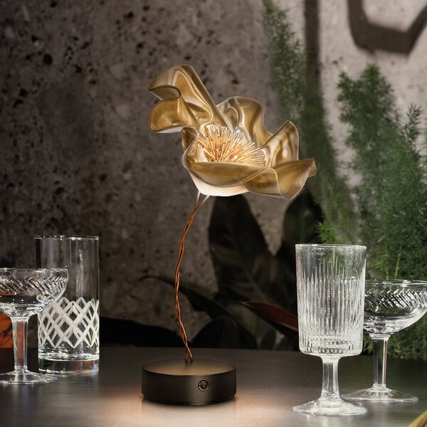 Stolní lampa Slamp, LaFleur, stmívatelné, Zlatá / mosazná, Obývací pokoj, Plast, Design