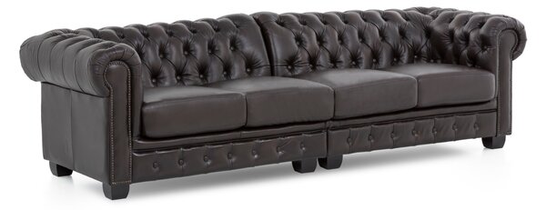 Čtyřmístná pohovka z pravé kůže Chesterfield