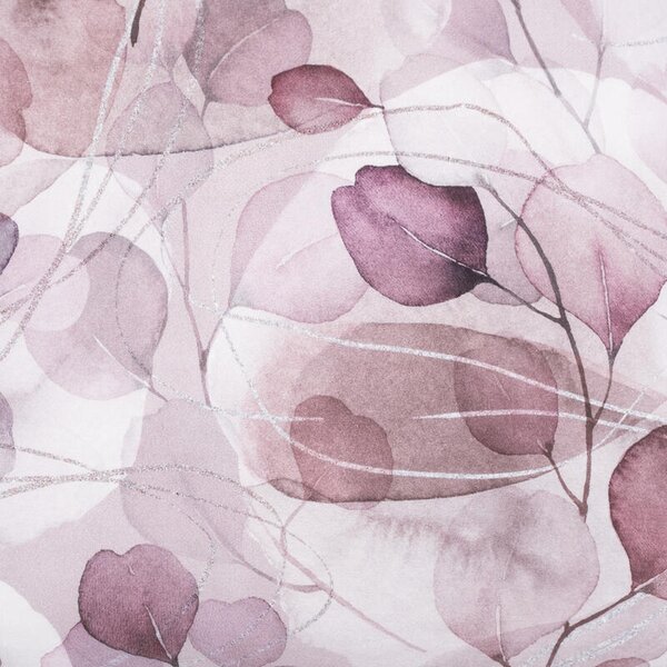 Povlak SATÉN PLUS purple leaves pudrová 50 x 70 cm