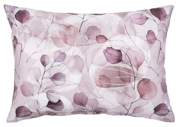 Povlak SATÉN PLUS purple leaves pudrová 50 x 70 cm