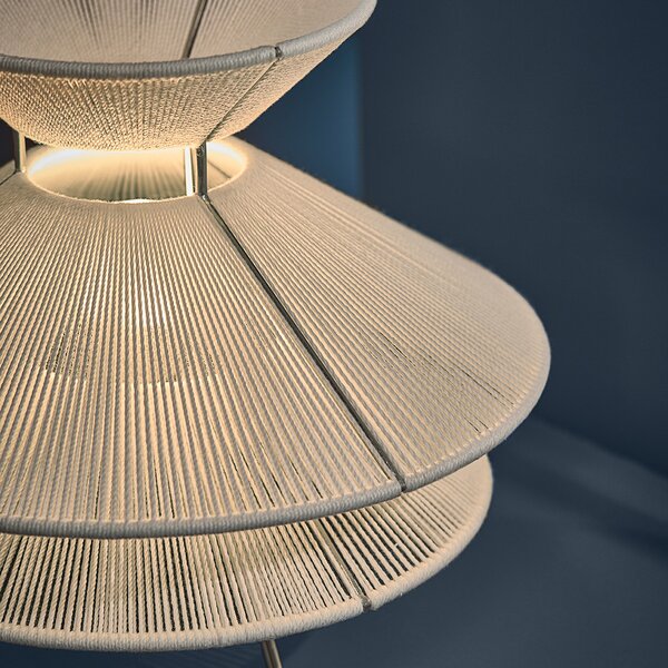Stolní lampa FRANDSEN, Kiku, stmívatelné, Bílá, Obývací pokoj, Tkanina / Textil, Design