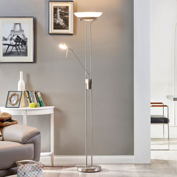 Stojací Lampa Lindby, Yveta, stmívatelné, Metalická, Obývací pokoj, Kov, Moderní