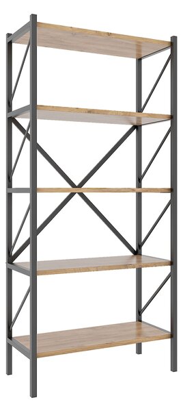 VCM Regál Insasi, v industriálním stylu (5násobný, medový dub) (100372427007)
