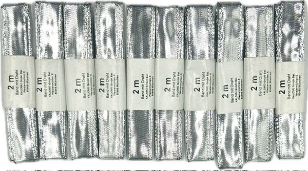 Sada 10ks Stuha lurexová CELEBRATION SILVER stříbrná 15mm x 2m (8,-Kč/ks)(4,-Kč/m)