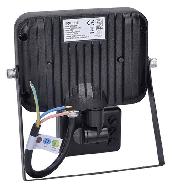 Solight LED reflektor PRO se senzorem, 20W, 1840lm, 5000K, IP44 WM-20WS-L