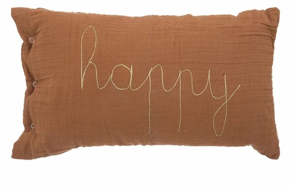 Dětský dekorační polštářek HAPPY 50x30cm, hnědý