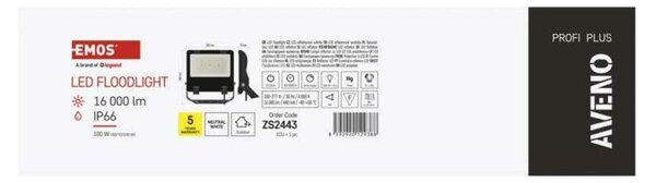 EMOS LED reflektor AVENO 100W, černý, neutrální bílá ZS2443A