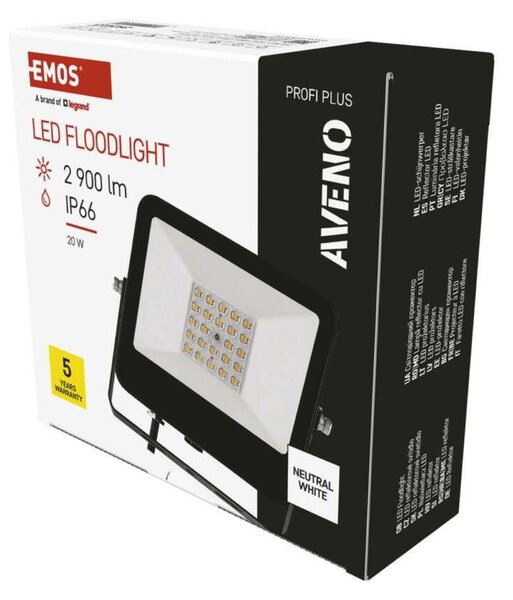 EMOS LED reflektor AVENO 20W, černý, neutrální bílá ZS2413