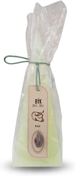 Bartek svíčka pyramida Rustic parfém Býk s minerálem 16 cm