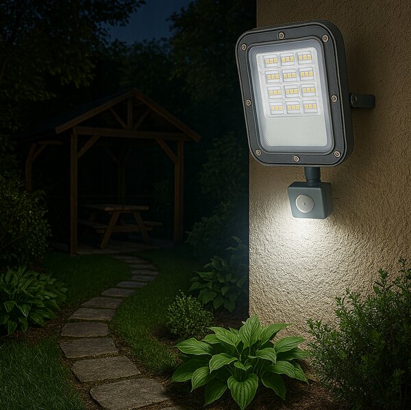 BERGE LED reflektor ODYN s pohybovým senzorem 30W - 2700lm - 4000K - IP66