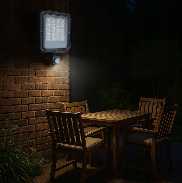 BERGE LED reflektor ODYN s pohybovým senzorem 50W - 4500lm - 4000K - IP66