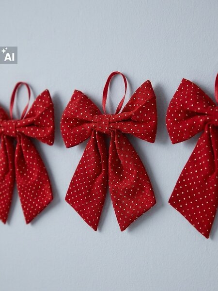 Sinsay - Sametové vánoční mašle se zlatými aplikacemi 3 pack - červená