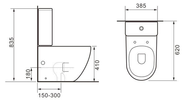 Erga Torre, WC kombi mísa 620x385x835 mm, Tornado 2.0 + toaletní sedátko, bílá lesklá, ERG-V03-TORRE-TO2-WH