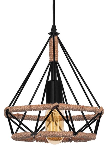 Toolight Toolight, Stropní svítidlo, geometrické, závěsné, loft styl na laně APP678-1CP, černá-hnědá, OSW-05644