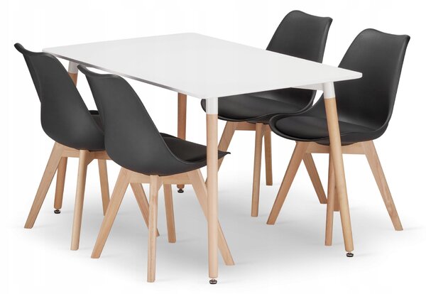 Jídelní set 1 + 4, stůl ADRIA 120x80cm bílý + židle BALI MARK černá