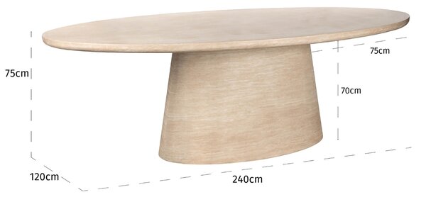 Béžový kamenný jídelní stůl Richmond Fictus 240 x 120 cm