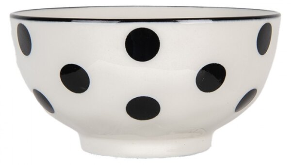 Bílá keramická miska s černými puntíky Black Dot – 125 ml