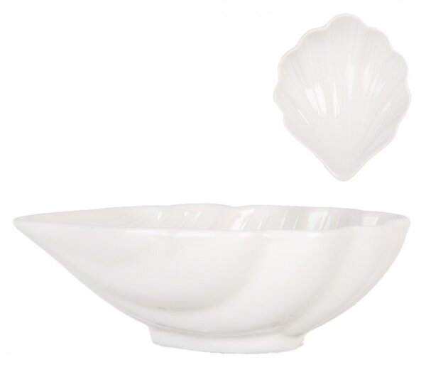 Bílá porcelánová miska ve tvaru mušle – 12x10x4 cm