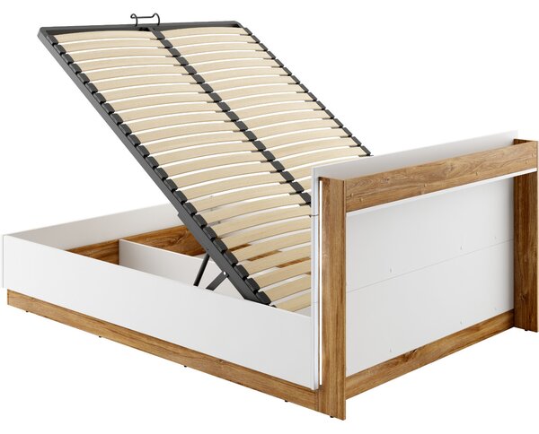 Postel se zdvíhacím roštem 140x200 DENTRO DT02 bílá / dub stirling